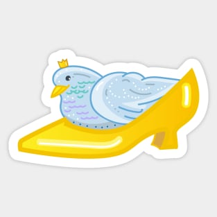 Funny pigeon in the golden shoe Sticker
